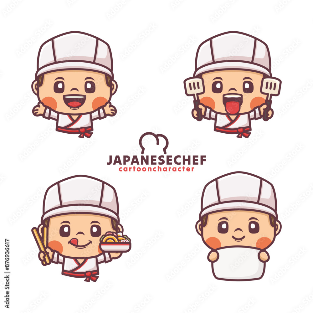 japanese chef cartoon character design with different poses and expressions japanese chef cartoon character design with different poses and expressions