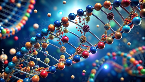 ðŸ§¬ðŸ§¬ðŸ§¬3D Illustration Of Dna Double Helix With Colorful Spheres Representing Atoms And Nucleotides.ðŸ§¬ðŸ§¬ðŸ§¬ photo