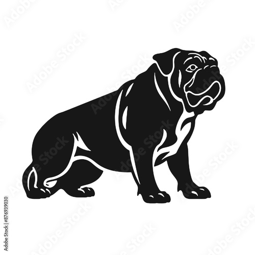 English bulldog face - isolated outlined vector illustration