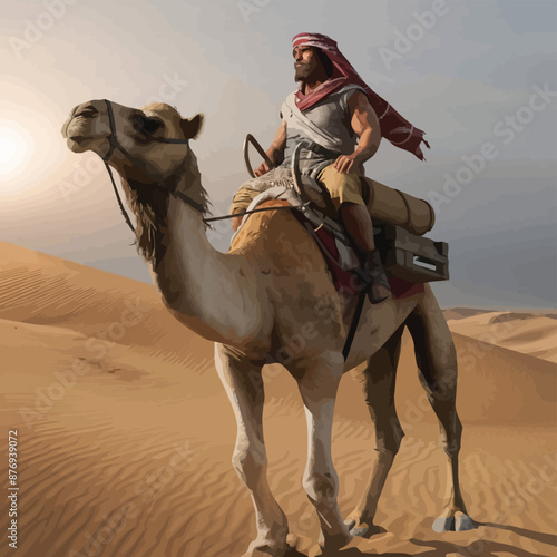 camel and man in desert
