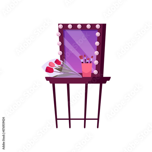 Vector of the dressing table in the actors' room. Isolated background.