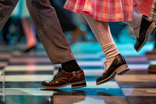 swing dance feet on colorful dance floor sock hop
