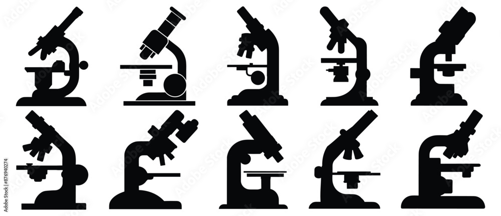Microscope silhouette set vector design big pack of illustration and icon Microscope silhouette set vector design big pack of illustration and icon