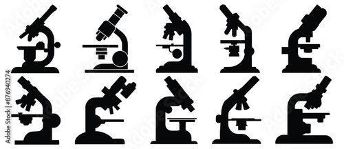 Microscope silhouette set vector design big pack of illustration and icon