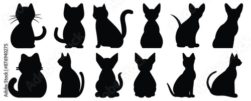 Cat silhouette set vector design big pack of illustration and icon