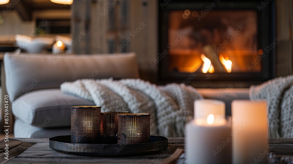 The tranquil atmosphere of a mindful fireplace where the smoldering coals dance in quiet contemplation. It creates a warm and calm glow The tranquil atmosphere of a mindful fireplace where the smoldering coals dance in quiet contemplation. It creates a warm and calm glow