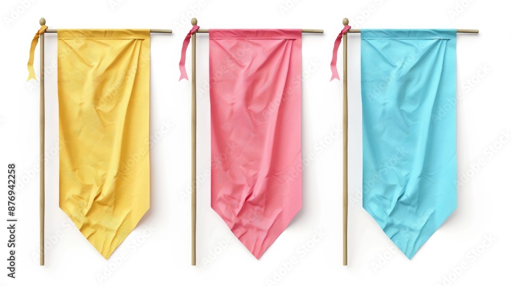 Three-dimensional Flag Banners for Advertising Design on Beach Canvas Three-dimensional Flag Banners for Advertising Design on Beach Canvas