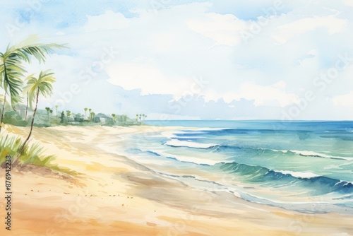 Wallpaper Mural Painting summer beach landscape. Torontodigital.ca