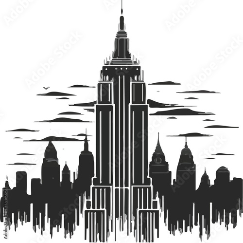 A black and white new york city vector art logo design