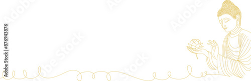 vector illustration of buddha and lotus line art style