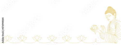 vector buddha holding lotus flower and lotus plant for vesak day