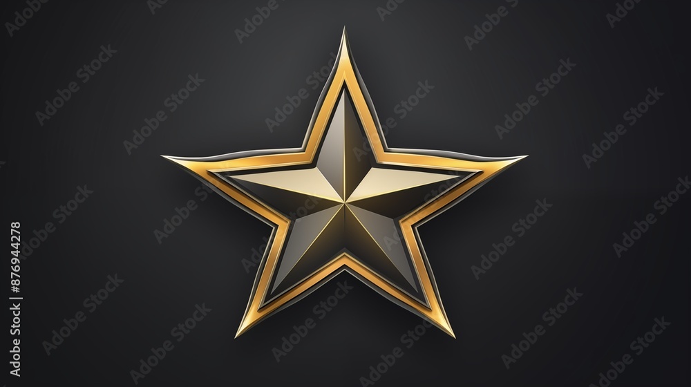 Elegant Golden Star Emblem on a Polished Dark Surface Elegant Golden Star Emblem on a Polished Dark Surface