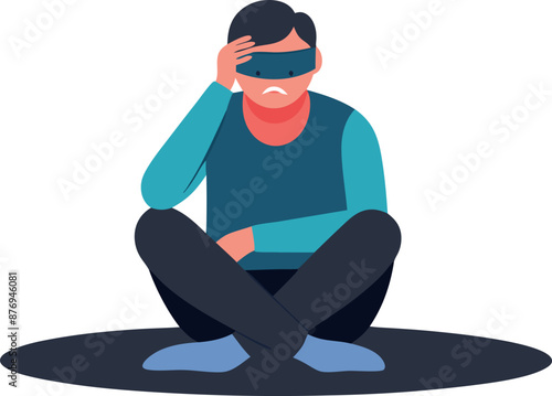 Sad Man Sitting and Feeling Down in Silence