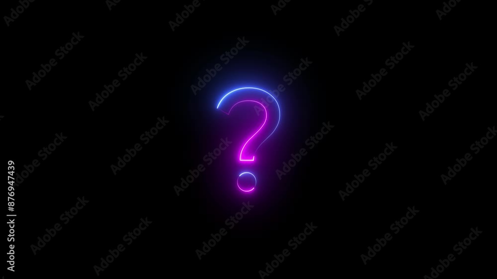 Neon Glow Question Mark - Technology and Internet icons animation on Black background Neon Glow Question Mark - Technology and Internet icons animation on Black background