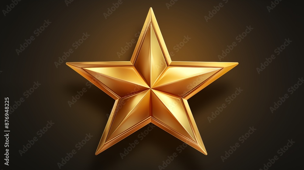 Golden Five-Pointed Star with Bright Glow and Metallic Finish Golden Five-Pointed Star with Bright Glow and Metallic Finish
