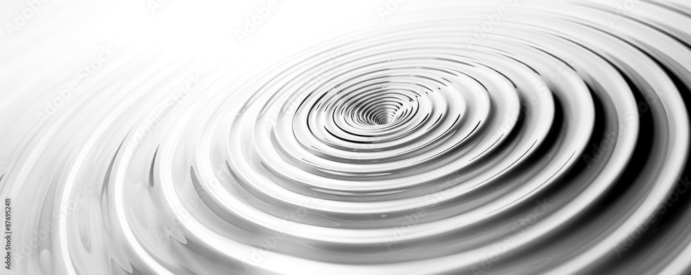 Obraz premium minimalistic digital background with thin concentric circles in shades of gray and silver on a white background. Concentric circles create a sense of depth and perspective,