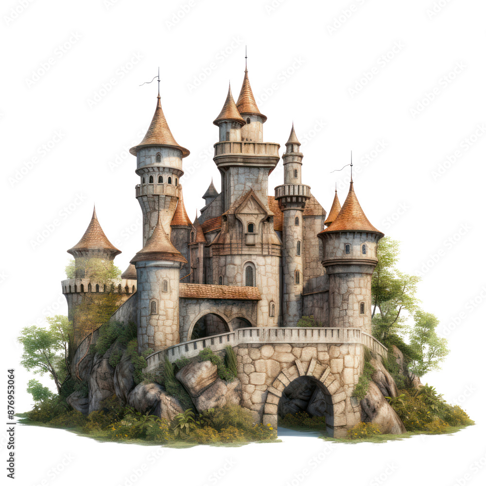 Castle on the hill isolate on transparent png. Castle on the hill isolate on transparent png.