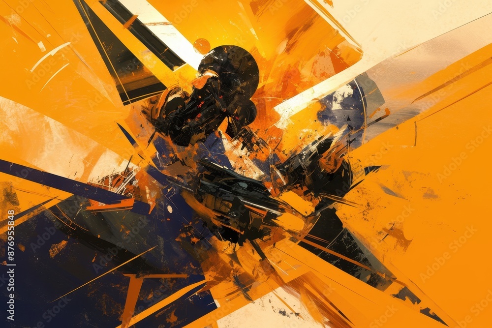 Fototapeta premium Abstract Orange and Blue Composition