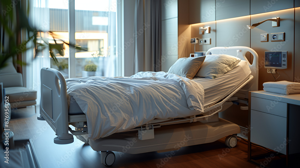 interior of a room in hospital, cure bed interior of a room in hospital, cure bed