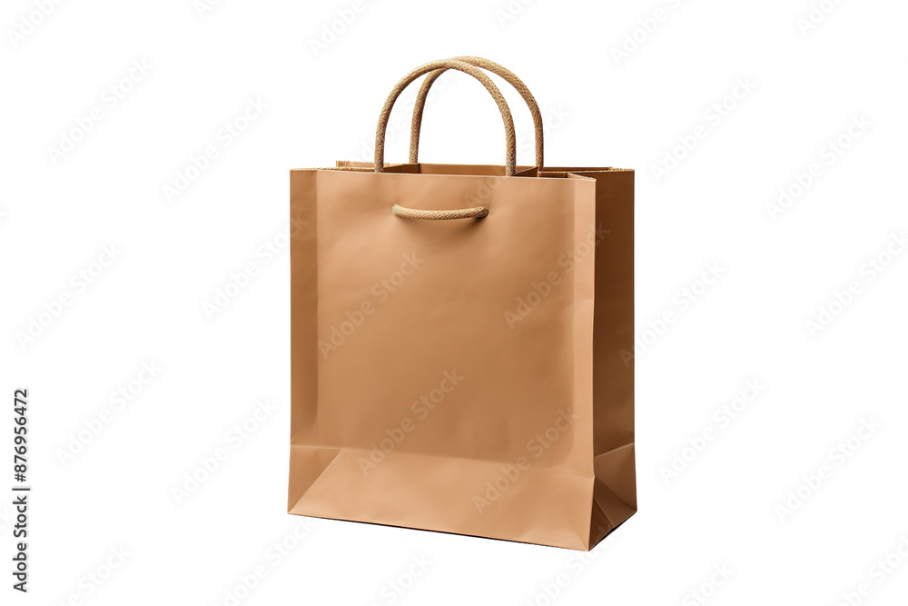 A Simple Brown Paper Bag With Rope Handles, Ready for a New Adventure on a White or Clear Surface PNG Transparent Background A Simple Brown Paper Bag With Rope Handles, Ready for a New Adventure on a White or Clear Surface PNG Transparent Background