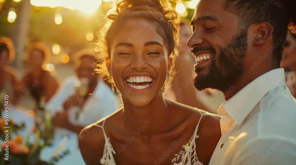Portrait of a happy African American woman having fun at a summer party. Young woman enjoying an outdoor holiday at sunset. Holiday, party concept. Portrait of a happy African American woman having fun at a summer party. Young woman enjoying an outdoor holiday at sunset. Holiday, party concept.