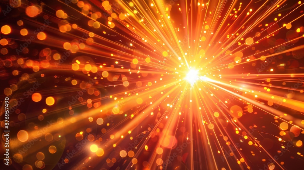 Light Rays. Abstract Glowing Sun Burst with Digital Lens Flare in Red and Yellow Tones Light Rays. Abstract Glowing Sun Burst with Digital Lens Flare in Red and Yellow Tones