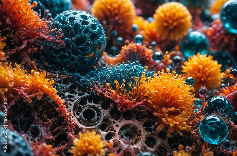 futuristic abstract background of colored figures of the underwater world, algae, corals, possibly of alien origin in an unknown space futuristic abstract background of colored figures of the underwater world, algae, corals, possibly of alien origin in an unknown space