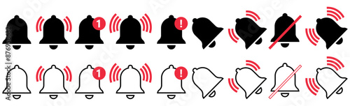 set collections ringing notification bells icon symbol design vector illustration