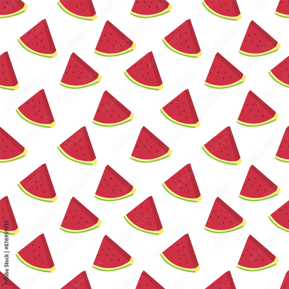 Cute watermelon fruits seamless  pattern background vector design. On a white background.