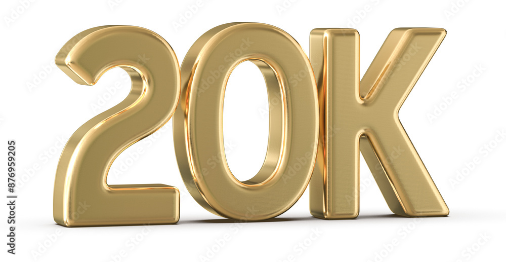20k Followers Gold Number 3D Render 20k Followers Gold Number 3D Render
