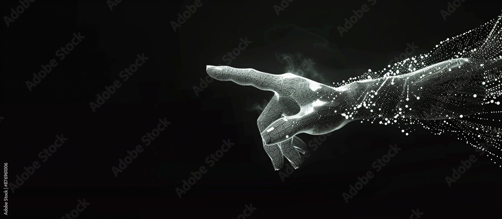 Obraz premium Digital Hand Reaching Out in a Dark Void