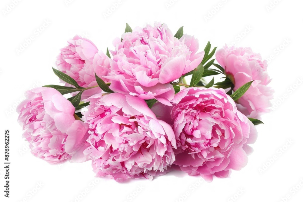 Vibrant Pink Peonies Bouquet Isolated on White Vibrant Pink Peonies Bouquet Isolated on White