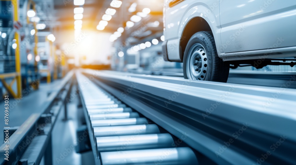 Modern factory scene, demonstrating economic efficiency through optimized processes and enhanced productivity, state-of-the-art machinery Modern factory scene, demonstrating economic efficiency through optimized processes and enhanced productivity, state-of-the-art machinery