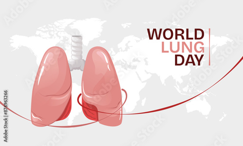 World Lung Day template with internal organ and ribbon