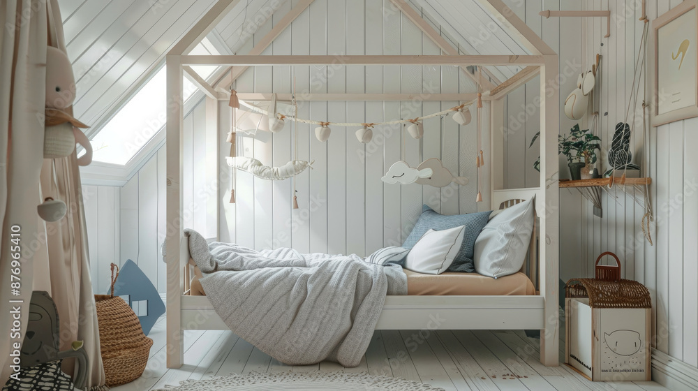 A cozy kids' room with a comfy bed for sweet dreams. A cozy kids' room with a comfy bed for sweet dreams.