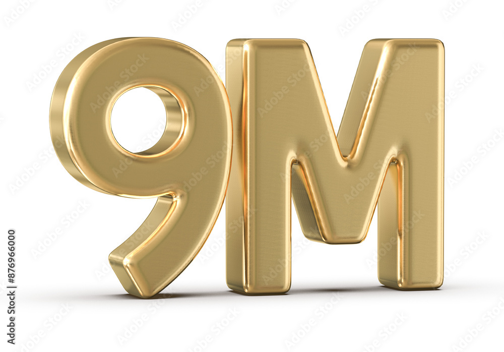 9M Followers Gold Number 3D Render 9M Followers Gold Number 3D Render