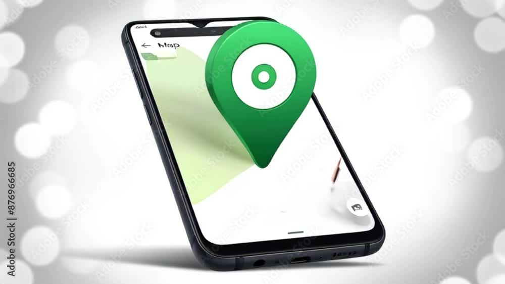 3D Smartphone on Map: Green Location Pin on Digital Map, Merging GPS Tech with Traditional Cartography. Showcases Modern Travel and Navigation Integration. 3D Smartphone on Map: Green Location Pin on Digital Map, Merging GPS Tech with Traditional Cartography. Showcases Modern Travel and Navigation Integration.