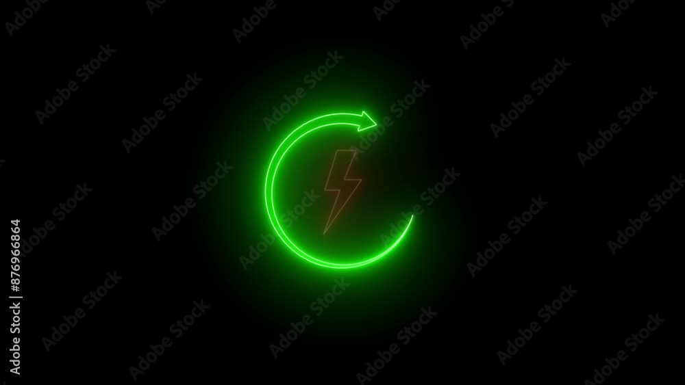 Neon power lighting animated on black background Neon power lighting animated on black background