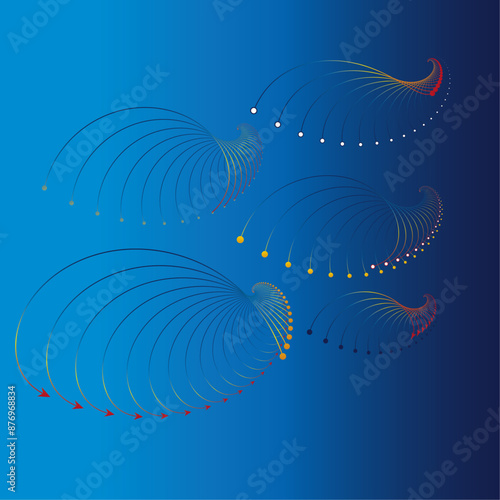 The vector dotted spiral vortex graphic is a visually interesting and complex image. The use of color, movement, and text all contribute to its overall effect.