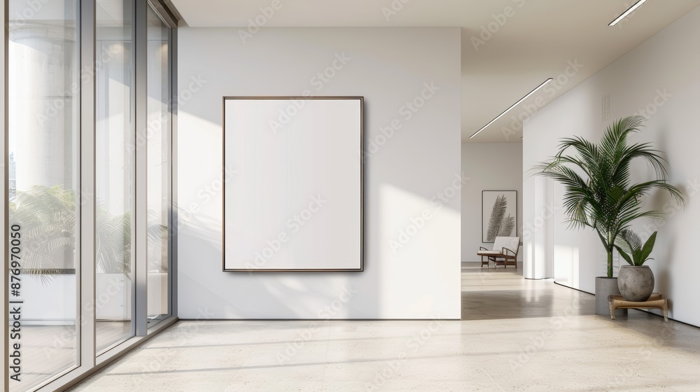 Fototapeta premium Mock up poster in modern interior background, 3D rendering