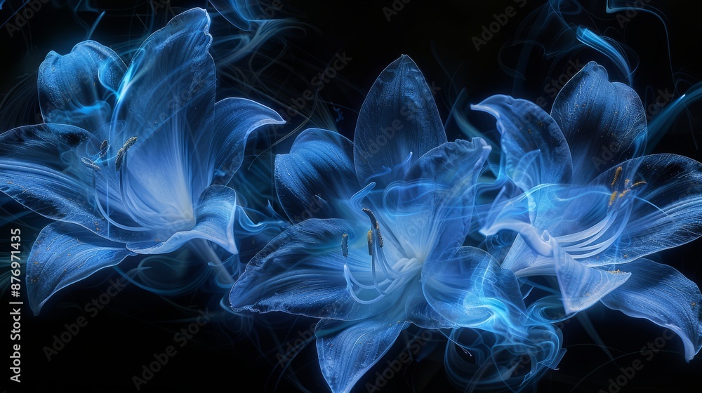 Obraz premium Beautiful blue lilies background. Video for ads, medical, business, education, and many more
