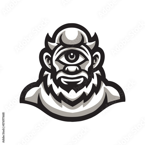 Foto Vector illustration of a cyclops head on a white background