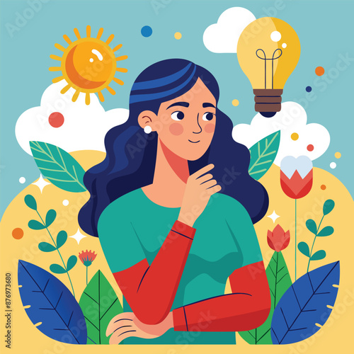 a woman thoughtfully gets an idea