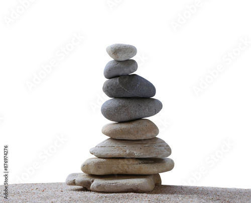 Photography Balance stones are arranged in a pyramid shape,Stone stacked with transparent image