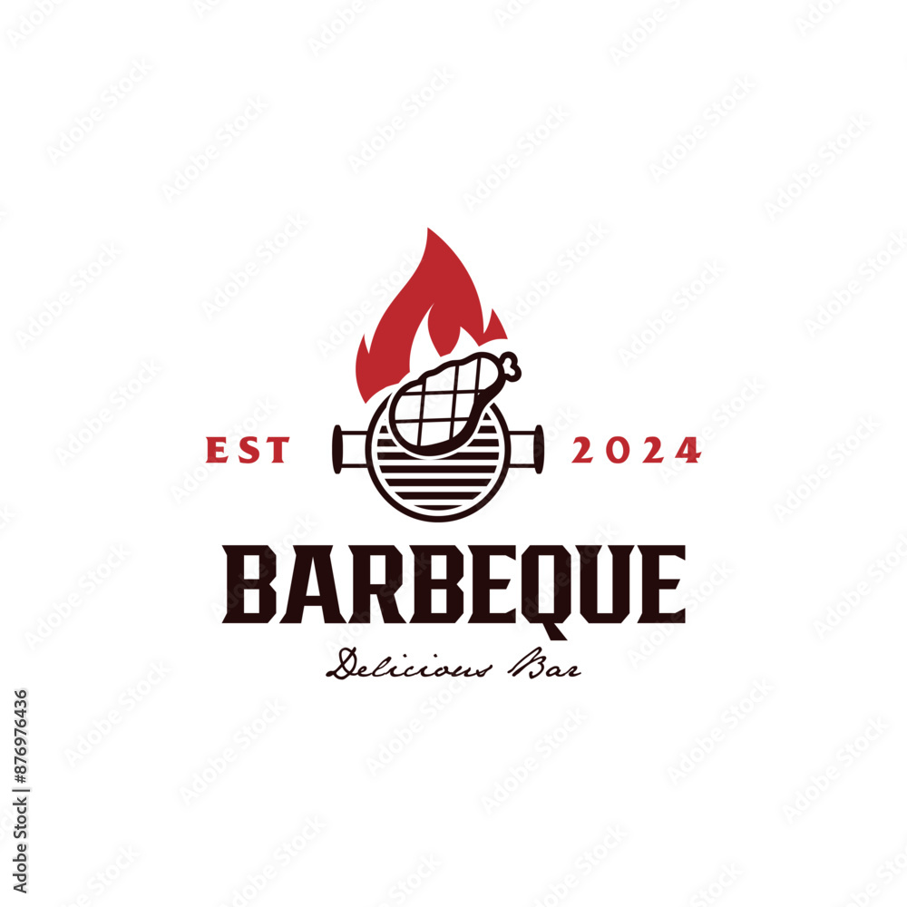 Vector logo design of meat grilled on a hot grill. Useful for restaurant symbols Vector logo design of meat grilled on a hot grill. Useful for restaurant symbols