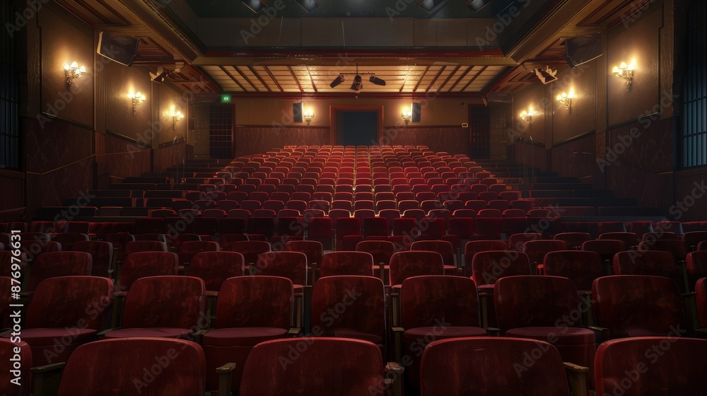Fototapeta premium Realistic indoor theatre auditorium furniture displayed in a detailed photograph