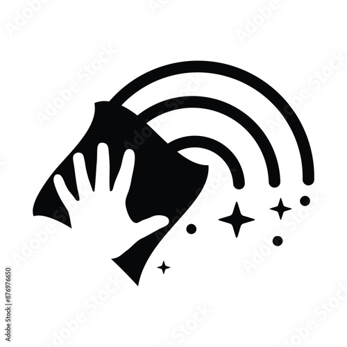 Hand with cleaning wipe logo design, disinfection symbol icon vector template
