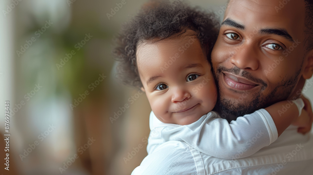 Handsome dad holding small baby, father's Day concept Handsome dad holding small baby, father's Day concept