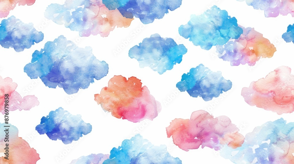 Seamless pattern of watercolor clouds on a white background Seamless pattern of watercolor clouds on a white background
