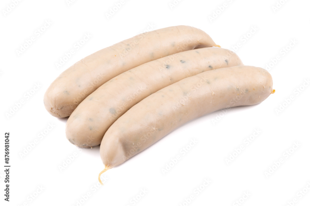 Bayerische Weißwurst - leckere Wurst auf weißem Grund Bayerische Weißwurst - leckere Wurst auf weißem Grund